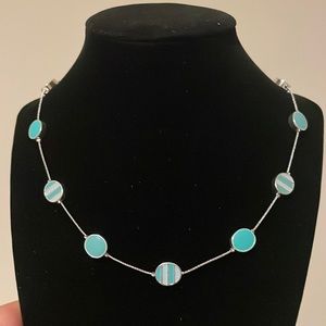 9 inches long ajustable delicate silver color and tile necklace